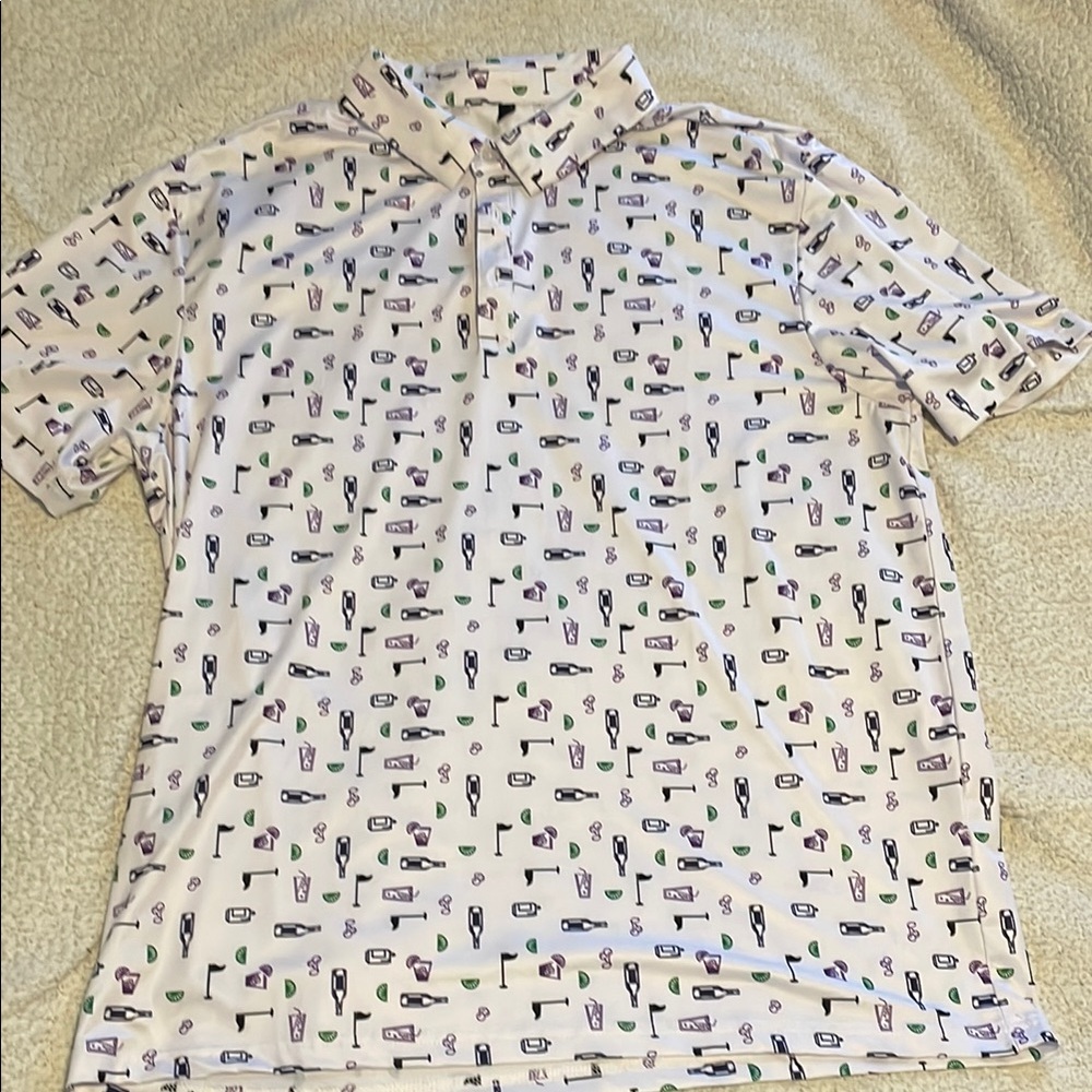 Men's White Transfusion Patterned Golf Polo Shirt